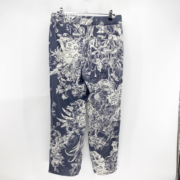 Loft black white elastic waist lightweight cropped pockets pants vacation summer - Picture 3 of 7